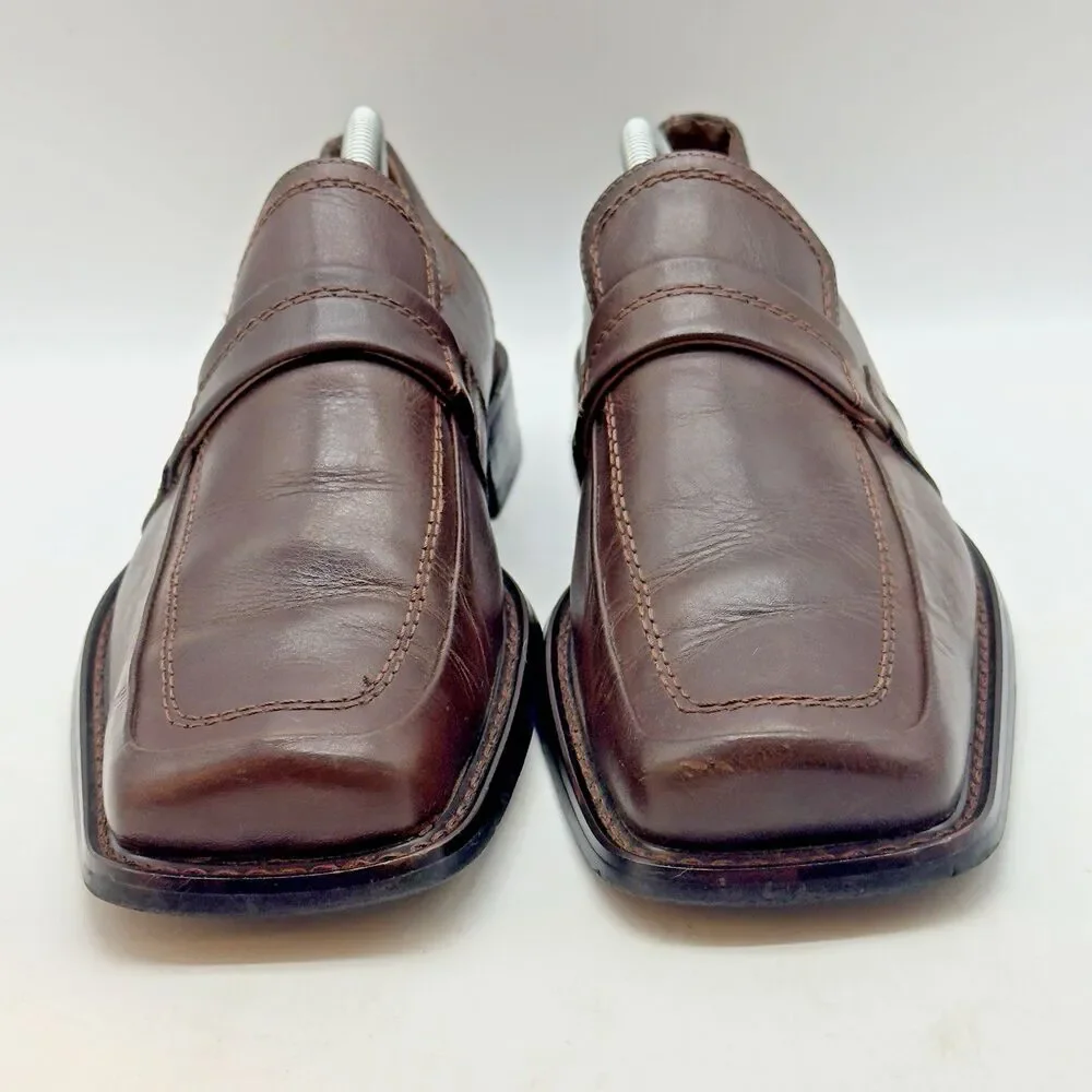 Fratelli Select Quality Leather Loafers Men's 9M Brown Square Toe Dress Shoes
